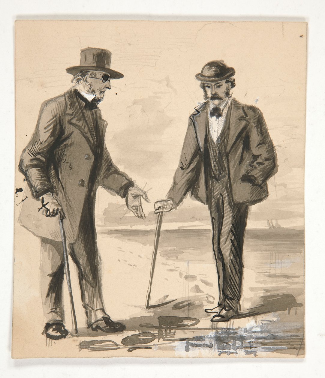 Dva muži konverzující na pobřeží - neidentifikovaný obrázek od Edwin Austin Abbey