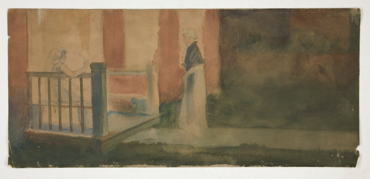 Dvě ženy konverzující na verandě od Edwin Austin Abbey