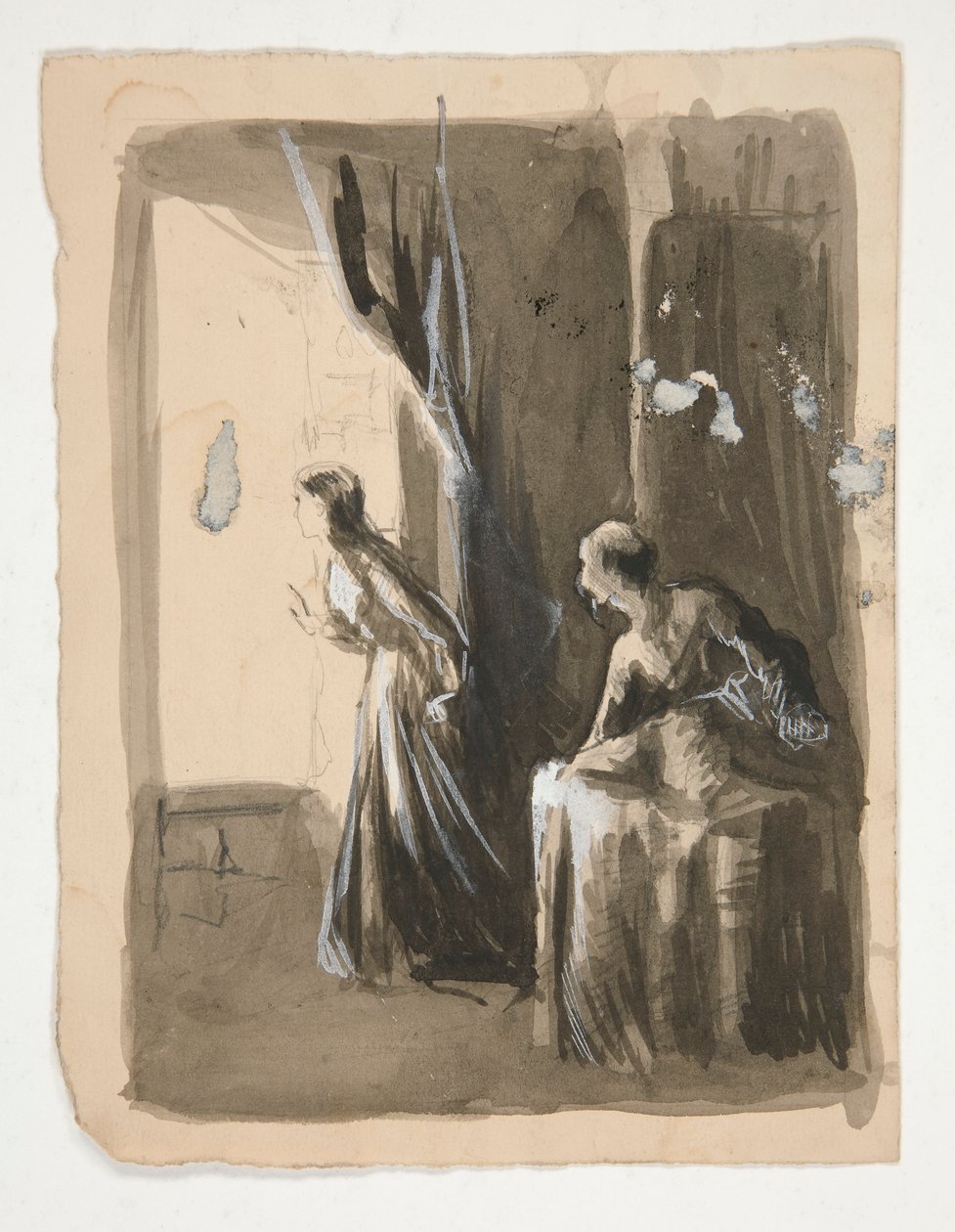 Dvě ženy v interiéru - neidentifikovaný obrázek od Edwin Austin Abbey