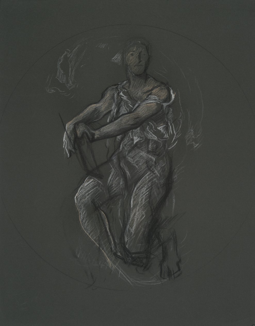 Studie neidentifikovaných postav pro projekt nástěnných maleb v budově státního kapitolu v Pensylvánii, Harrisburg, 1902-1911 od Edwin Austin Abbey