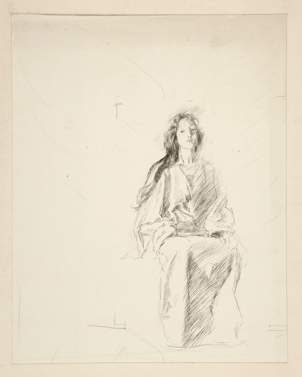 Žena sedící, skica k neidentifikované Shakespearově hře od Edwin Austin Abbey