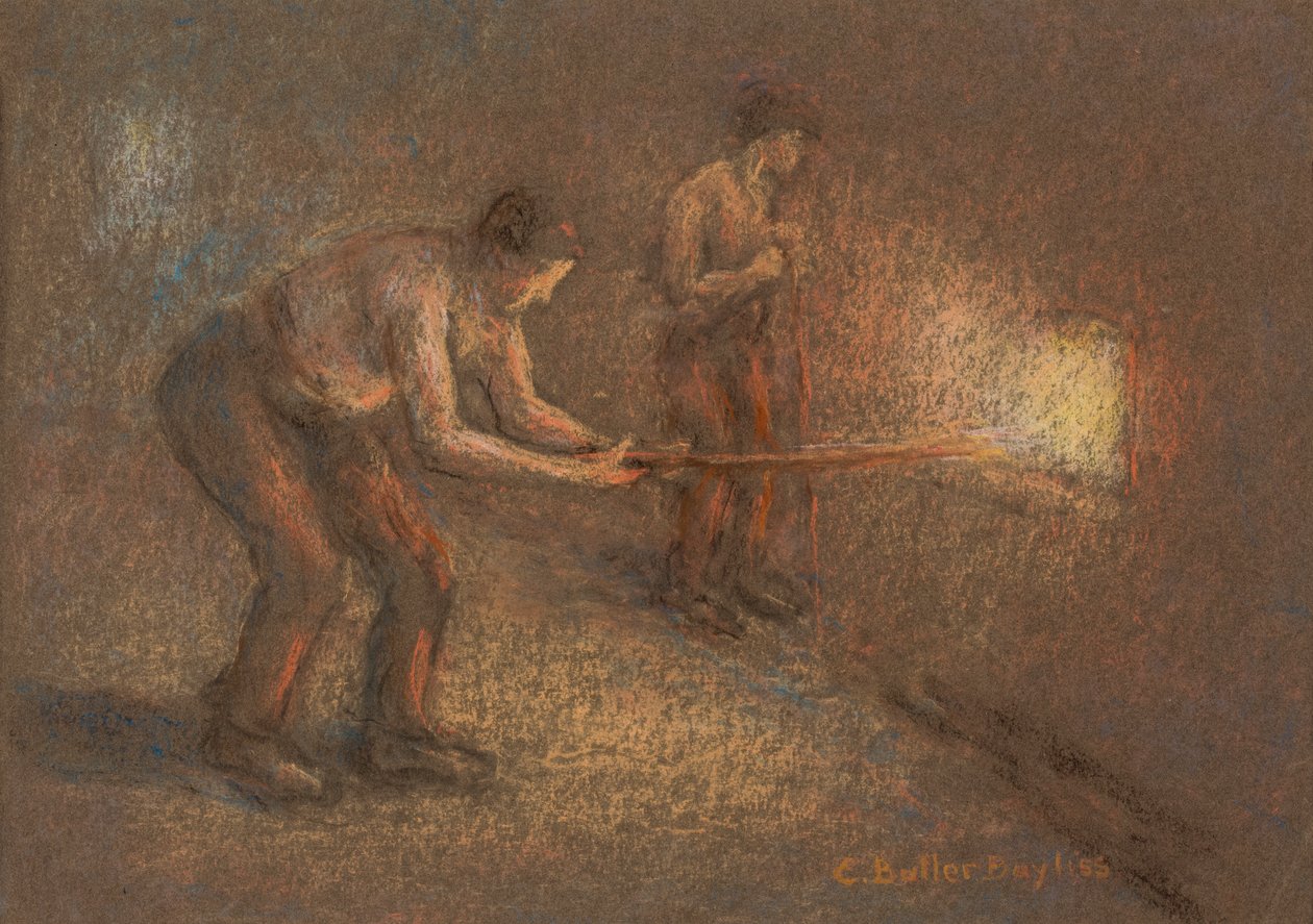 Dva topiče u pece (pastel a dřevěné uhlí na papíře) od Edwin Butler Bayliss