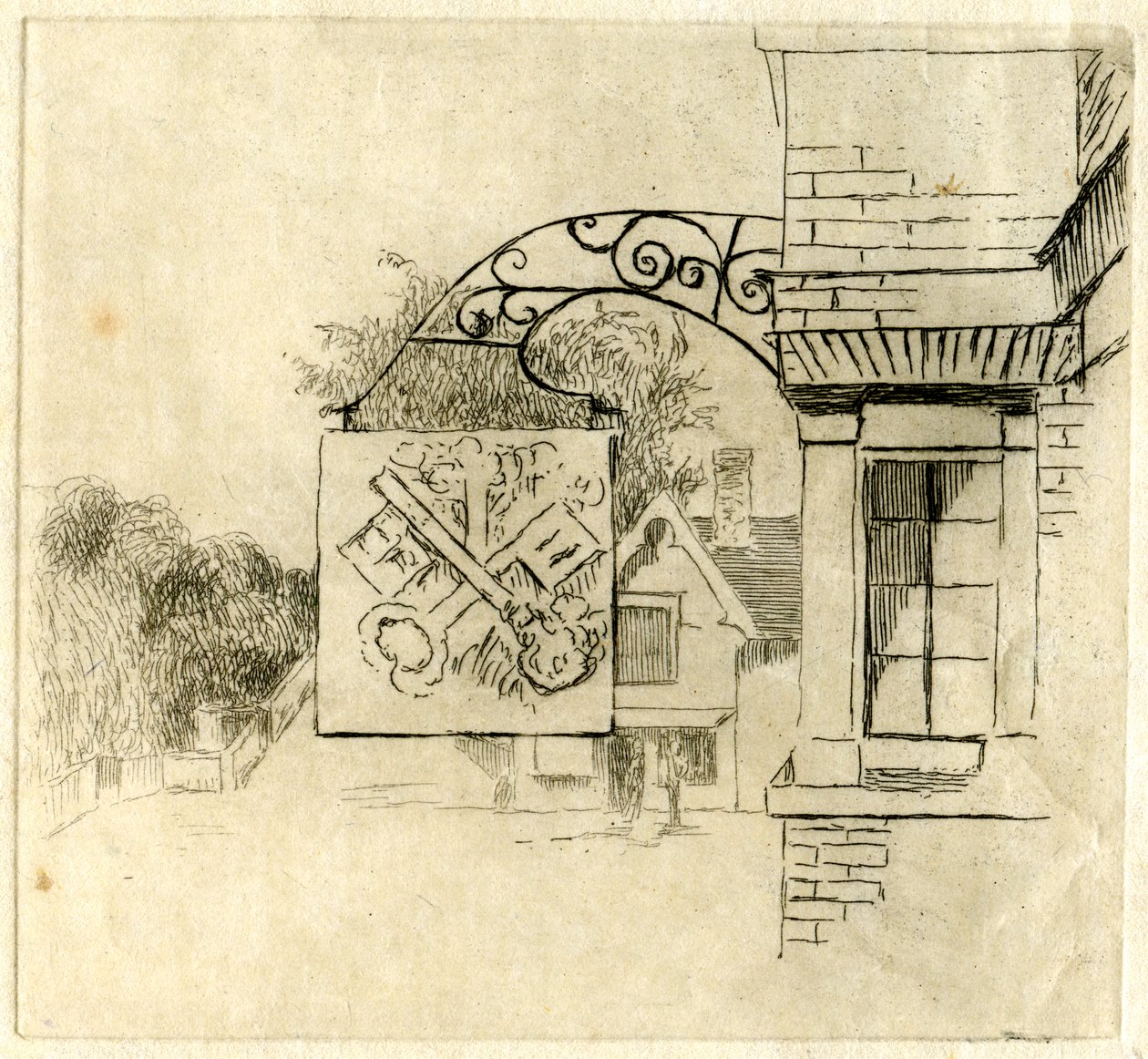 Sign of the Cross Keys, St Neots, Cambridgeshire, 1881. od Edwin Edwards