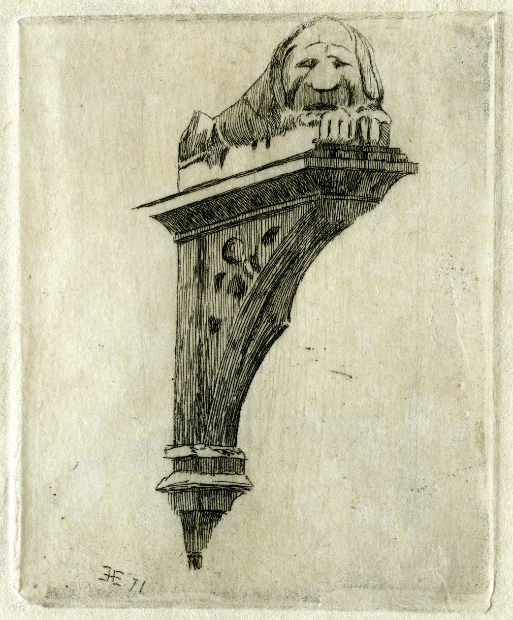 Sign of the Red Lion Inn, Glastonbury, Somerset, 1881. od Edwin Edwards