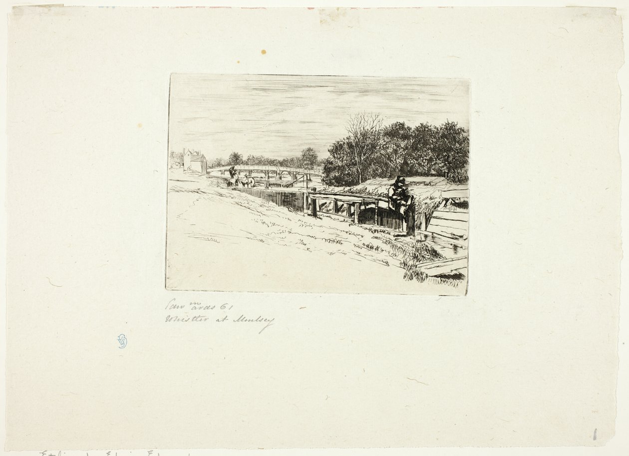 Whistler Sketching at Moulsey Lock od Edwin Edwards