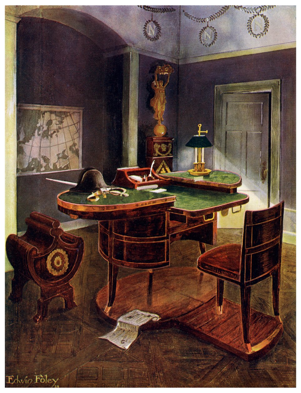 Deska kampaně Napoleona I., Chateau de la Malmaison, Francie, 1911-1912. od Edwin Foley