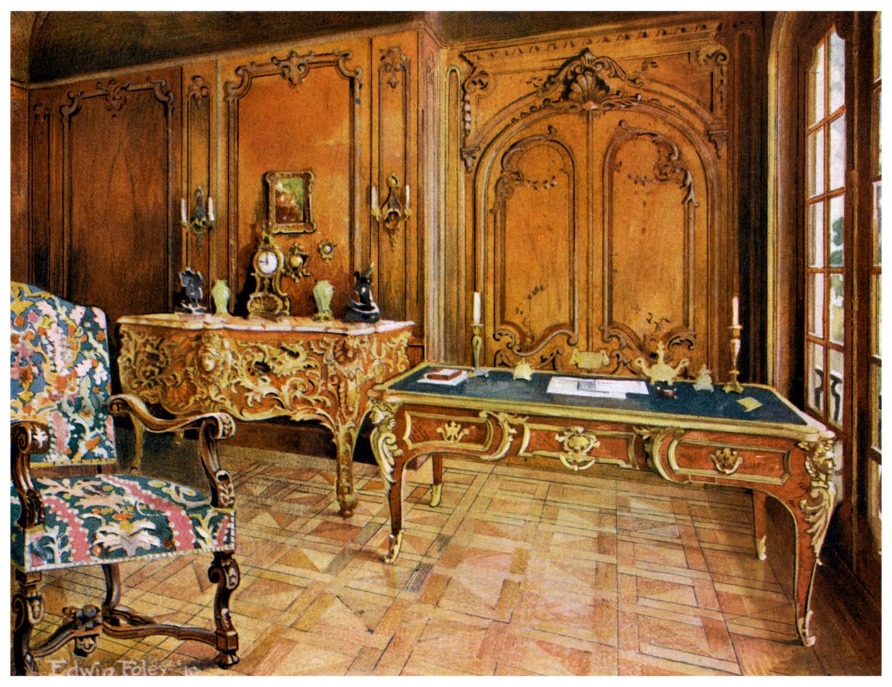 Francouzský panelový pokoj, Wallace Collection, Londýn, 1911-1912. od Edwin Foley