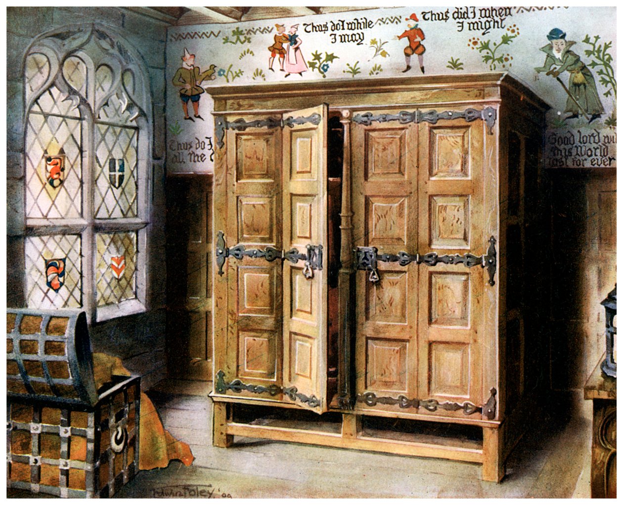 Oak press, Strangers Hall, Norwich, Norfolk, 1910. od Edwin Foley