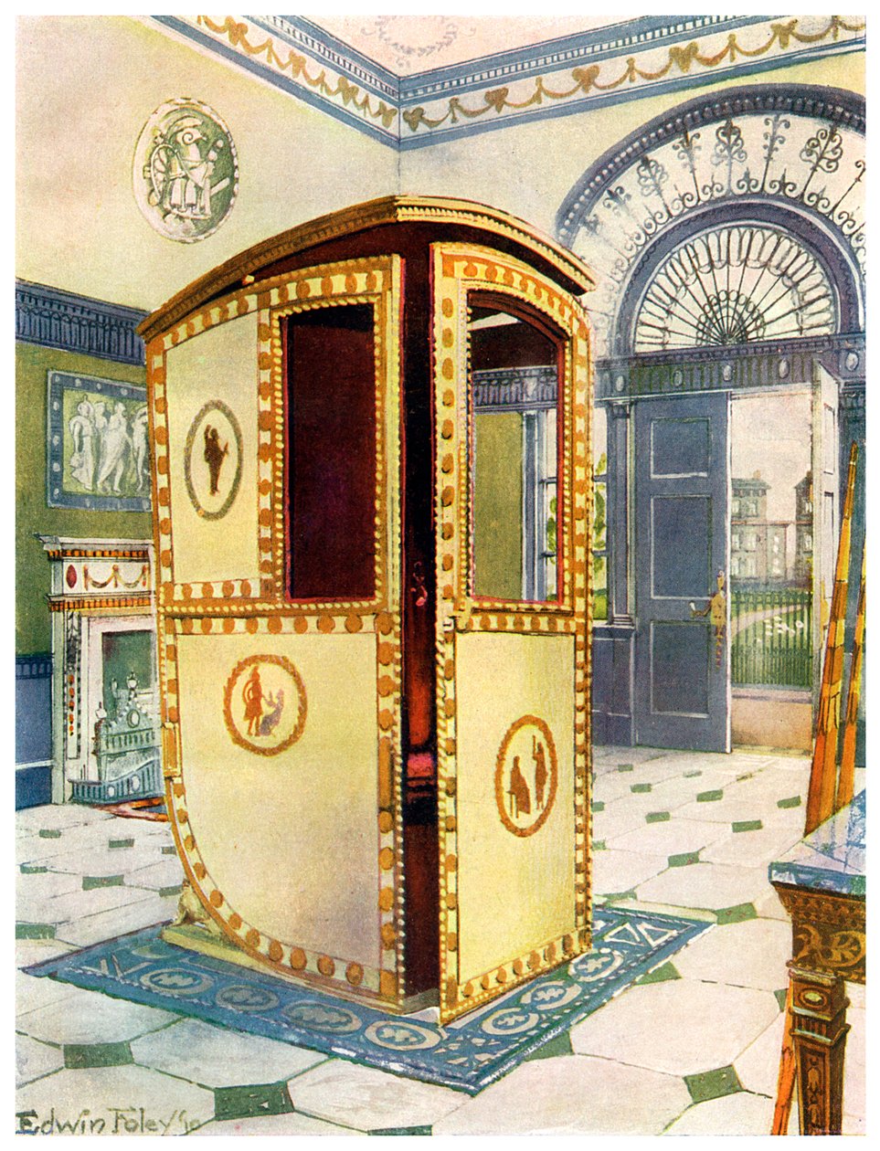Malovaná a lakovaná sedanová židle s klenutou deskou, 1911-1912. od Edwin Foley