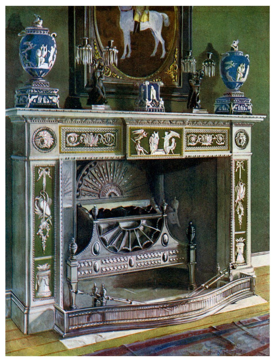 Komín Wedgwood Flaxman, Fontainebleau, Francie, 1911-1912. od Edwin Foley