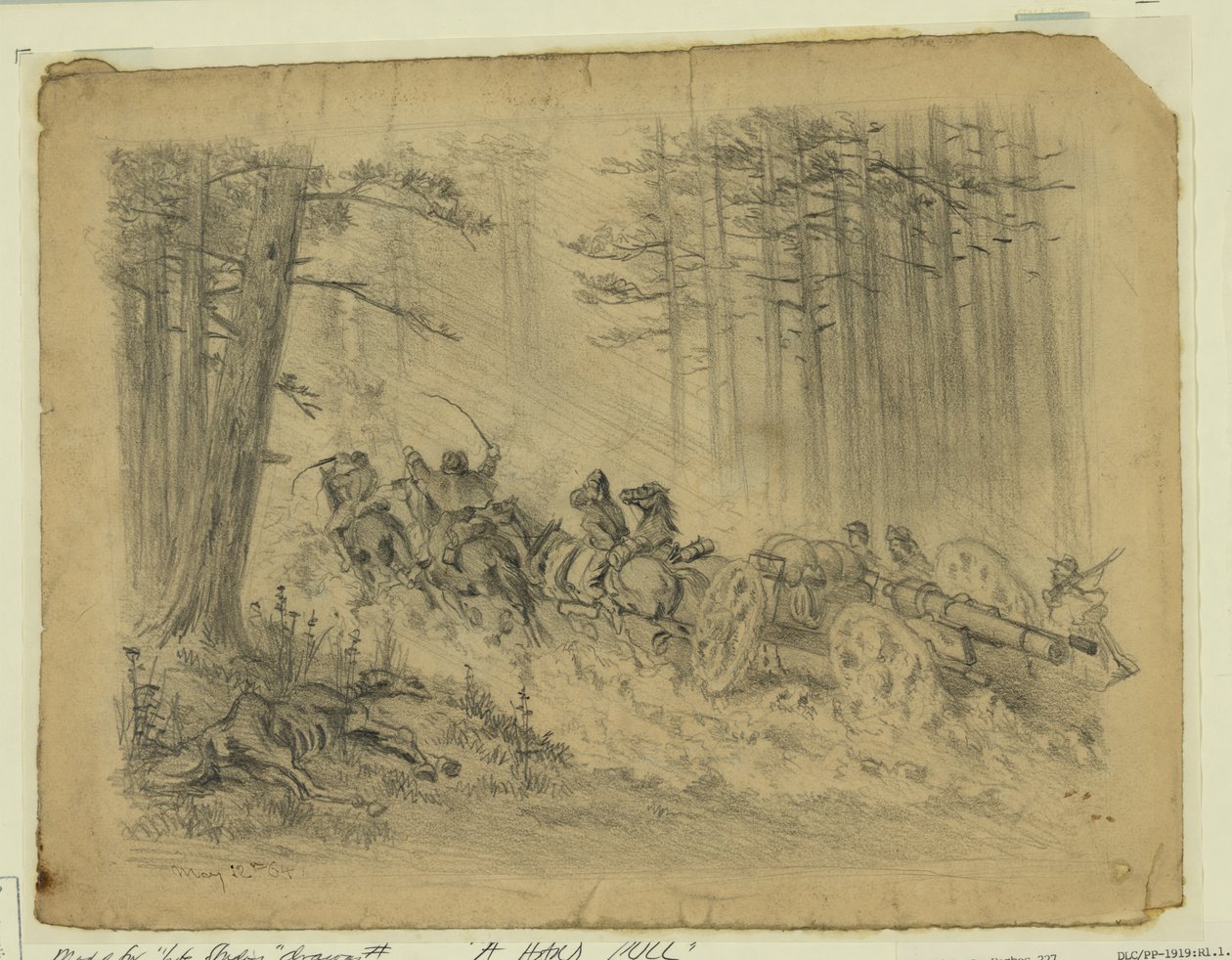 Bouřlivý pochod--(Artillery)--Spotsylvania Court House Abstrakt/střední od Edwin Forbes