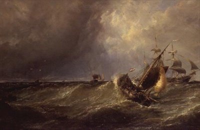 Nizozemská rybářská loď vplouvající do přístavu v Calais od Edwin Hayes
