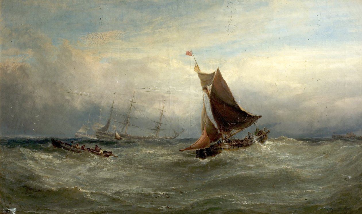 Lodě v Gale u Ostende, Belgie, 1875 od Edwin Hayes