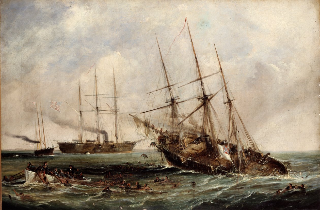 Zničení konfederačního parníku Alabama americkým Ironcladem Kearsargem, 19. června 1864 od Edwin Hayes