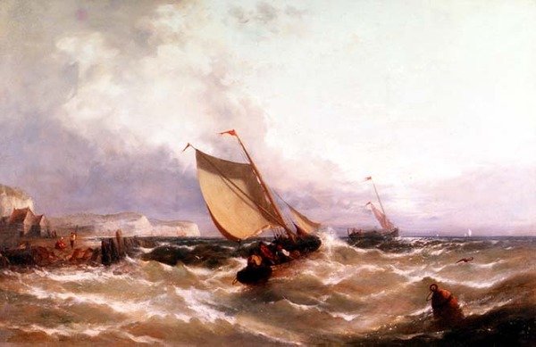 Rybářské lodě u pobřeží od Edwin Hayes