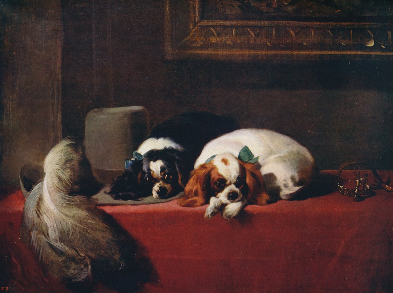 King Charles Spaniels The Cavaliers Pets, 1845, c1915 od Edwin Landseer