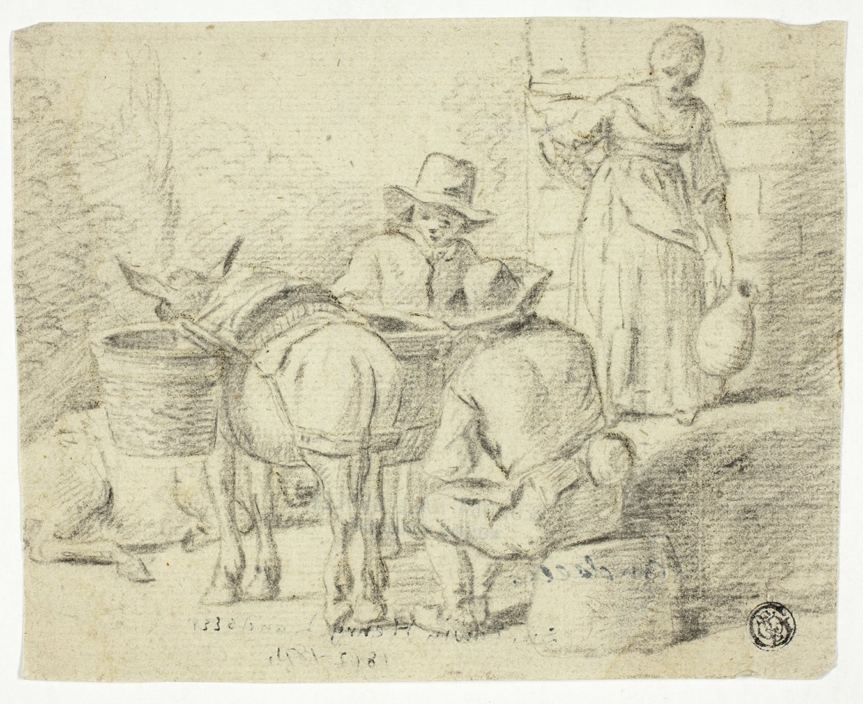 Muži a osli, žena se džbánem od Edwin Henry Landseer