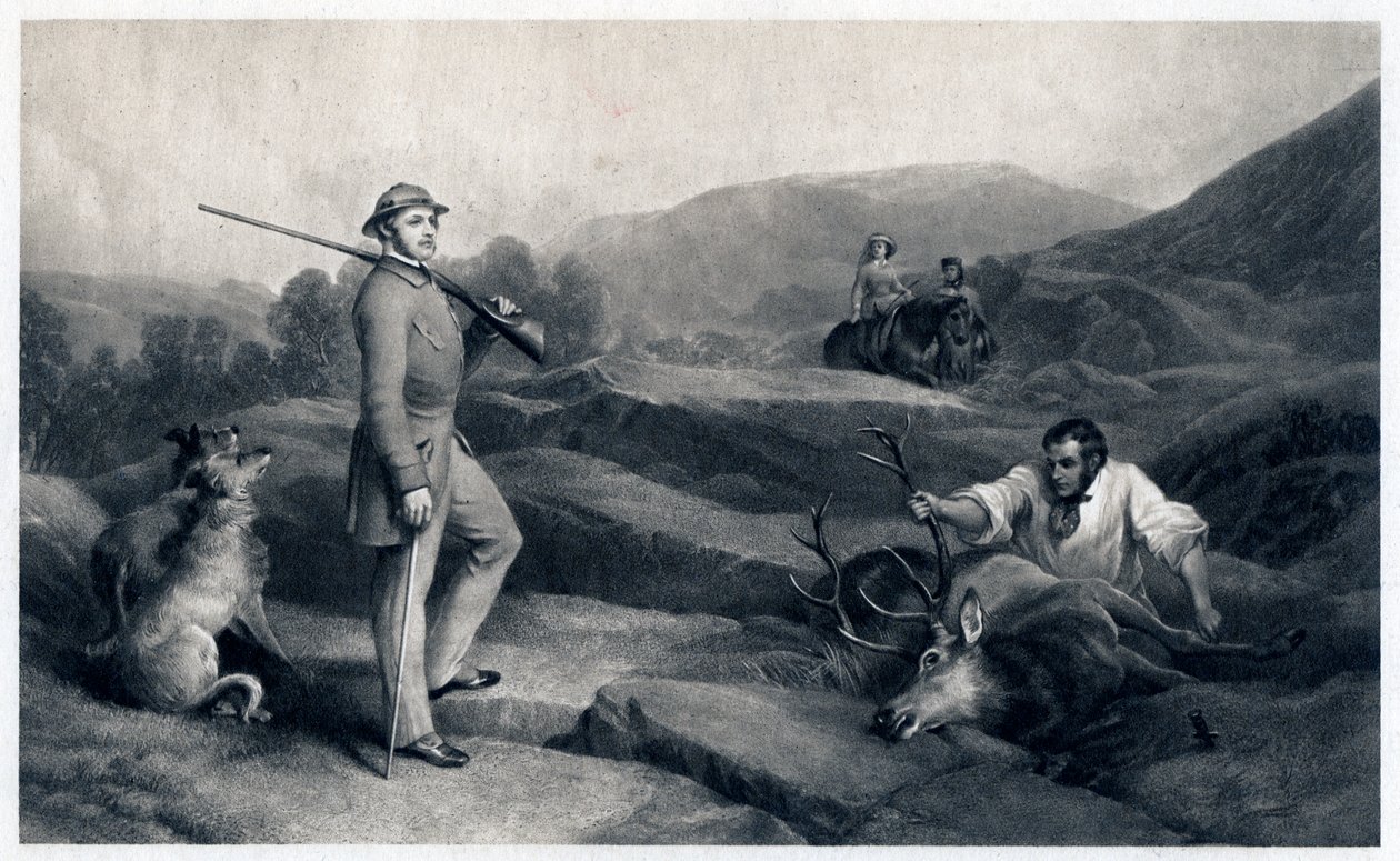 Lov na jelena prince Alberta, polovina 19. století od Edwin Landseer