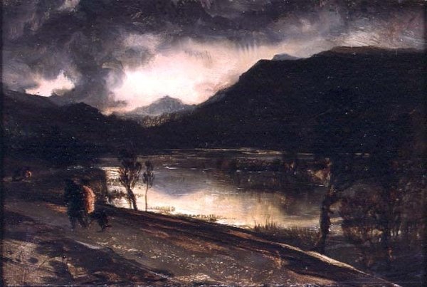 Jezerní scéna při západu slunce od Edwin Landseer