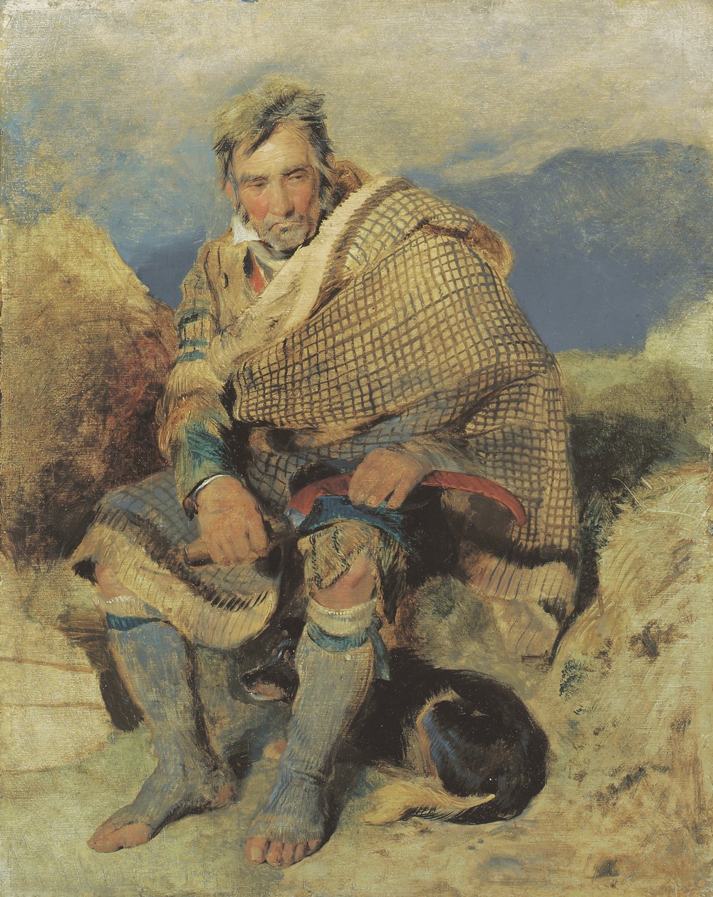 Horský pastýř - skica, c. začátek 20. let 19. století (olej na palubě) od Edwin Landseer