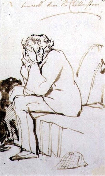 Sbohem, Dear Old Chillinghame (pero a inkoust na papíře) od Edwin Landseer