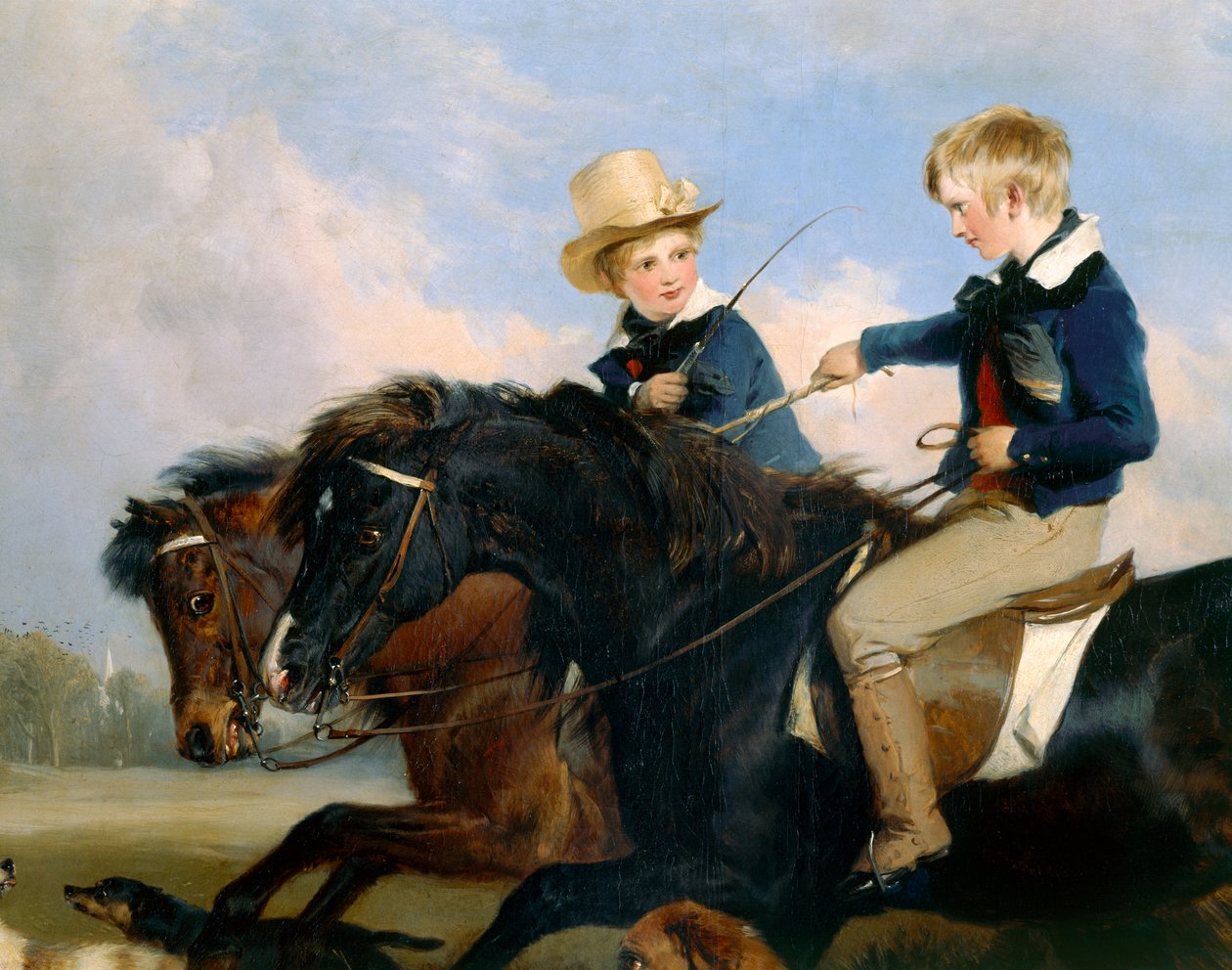 Hon E. S. Russell a jeho bratr (detail 369434) (olej na panelu) od Edwin Landseer