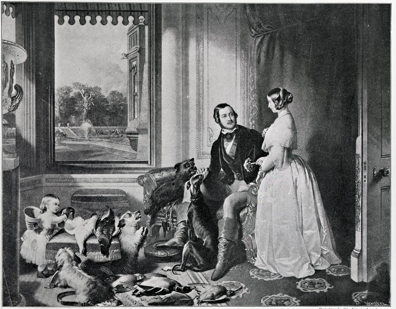 Zámek Windsor v moderní době, z obrazu z roku 1843 od Edwin Landseer