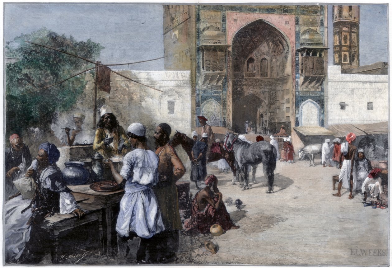 Restaurace pod širým nebem v Lahore, Indie, 1880. od Edwin Lord Weeks