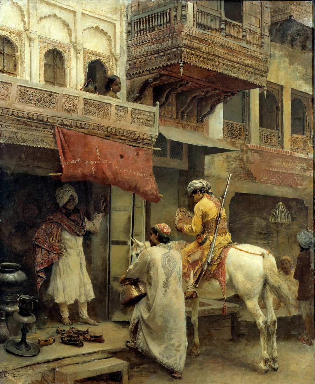 Pouliční scéna v Indii, kolem roku 1885 (olej na plátně) od Edwin Lord Weeks