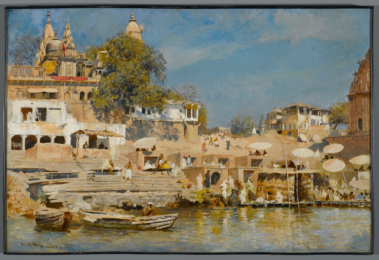 Chrámy a koupací ghát v Benares, 1883-85 od Edwin Lord Weeks