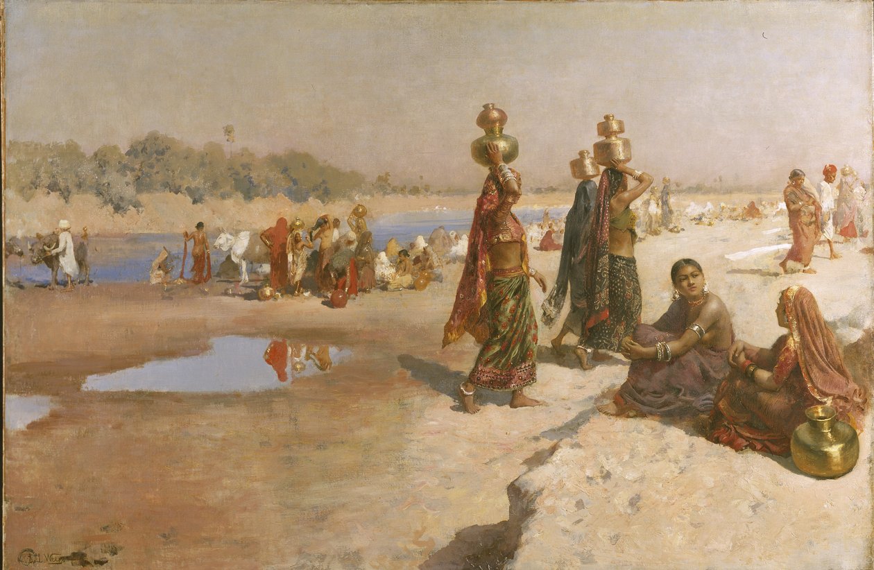 Water Carriers of the Ganges, c.1885 (olej na plátně) od Edwin Lord Weeks