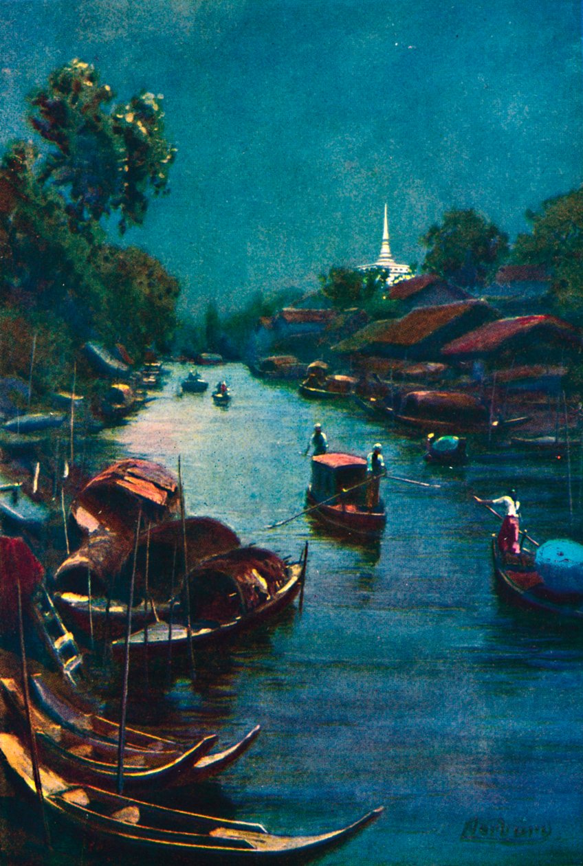 „Typická scéna na kanálu, Bangkok“, 1913 od Edwin Norbury