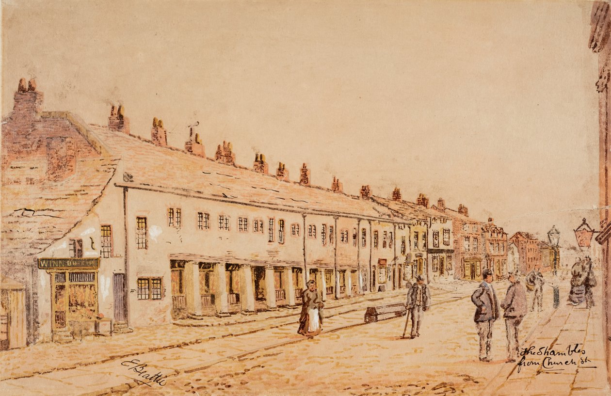 The Shambles, z Kostelní ulice, asi 1891-1917 (akvarel na papíře) od Edwin Robert Beattie