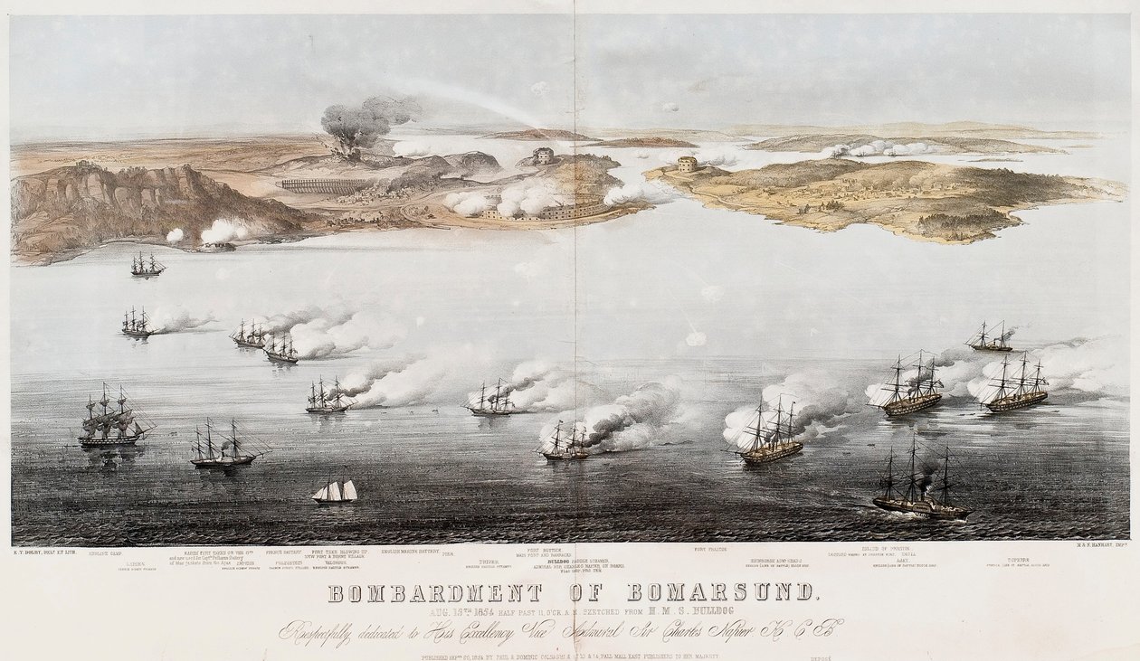 Bombardování Bomarsundu, 1854 od Edwin Thomas Dolby