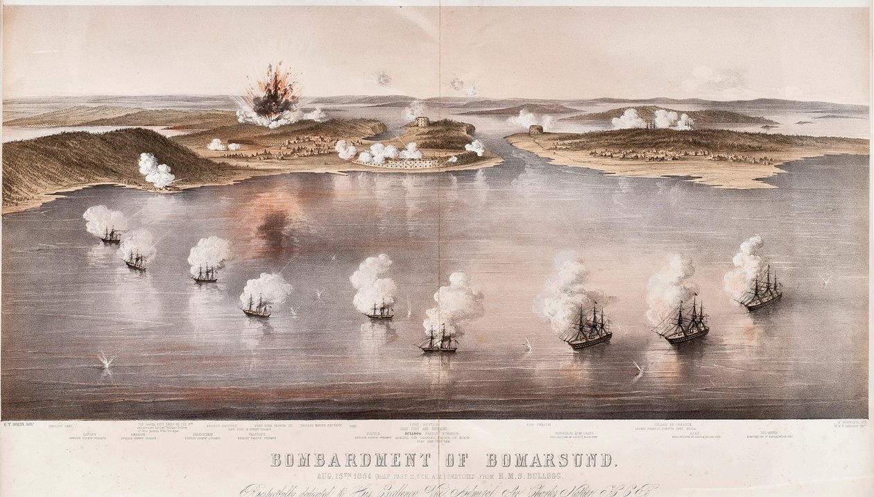 Bombardování Bomarsundu, 1854 od Edwin Thomas Dolby