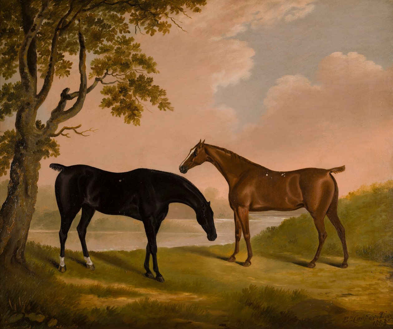 Dva lovci v zalesněné řece, cca 1805 (olej na plátně) od Edwin W. Cooper
