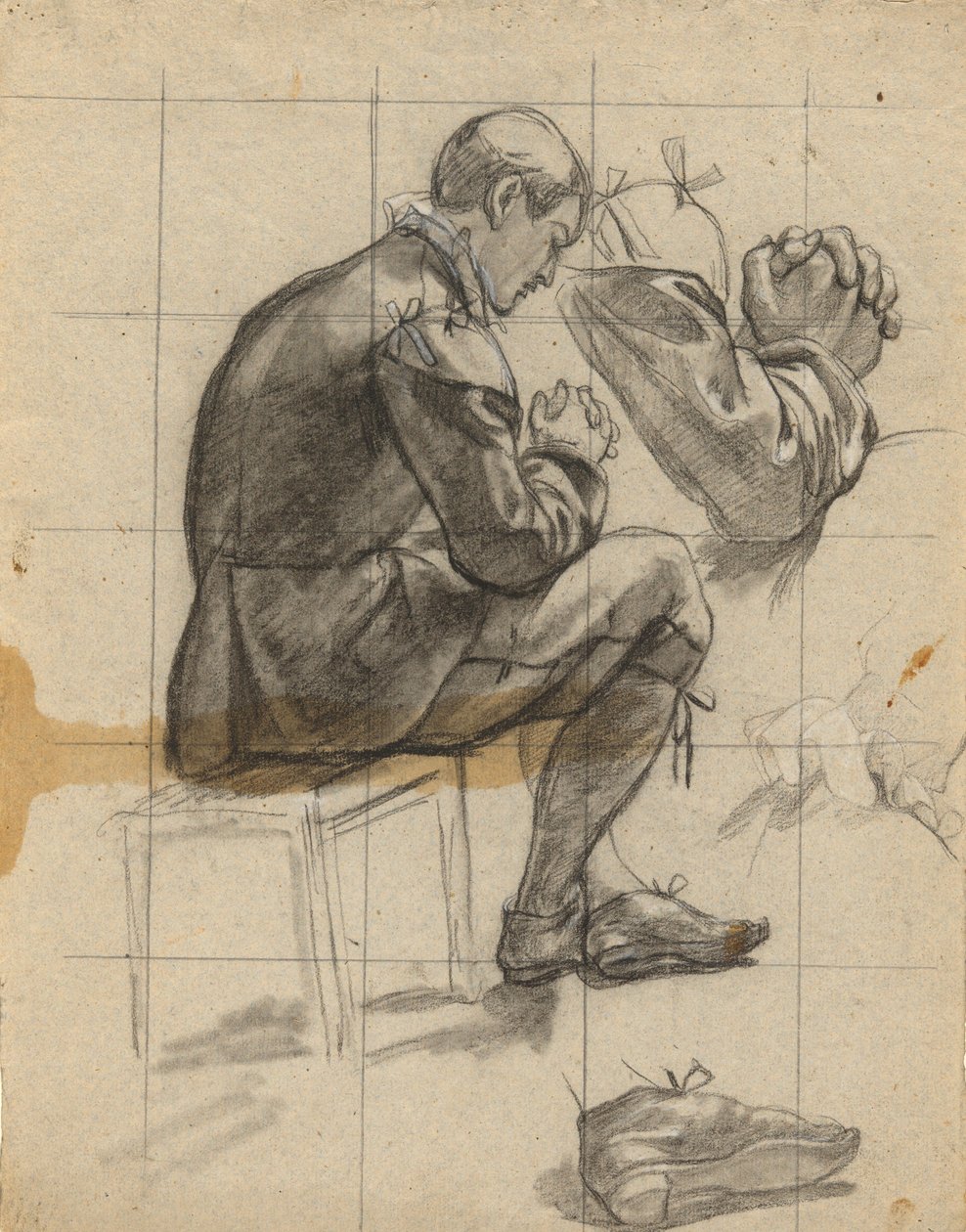 Neidentifikovaná postava, skica k podpisu paktu v kabině Mayflower od Edwin White