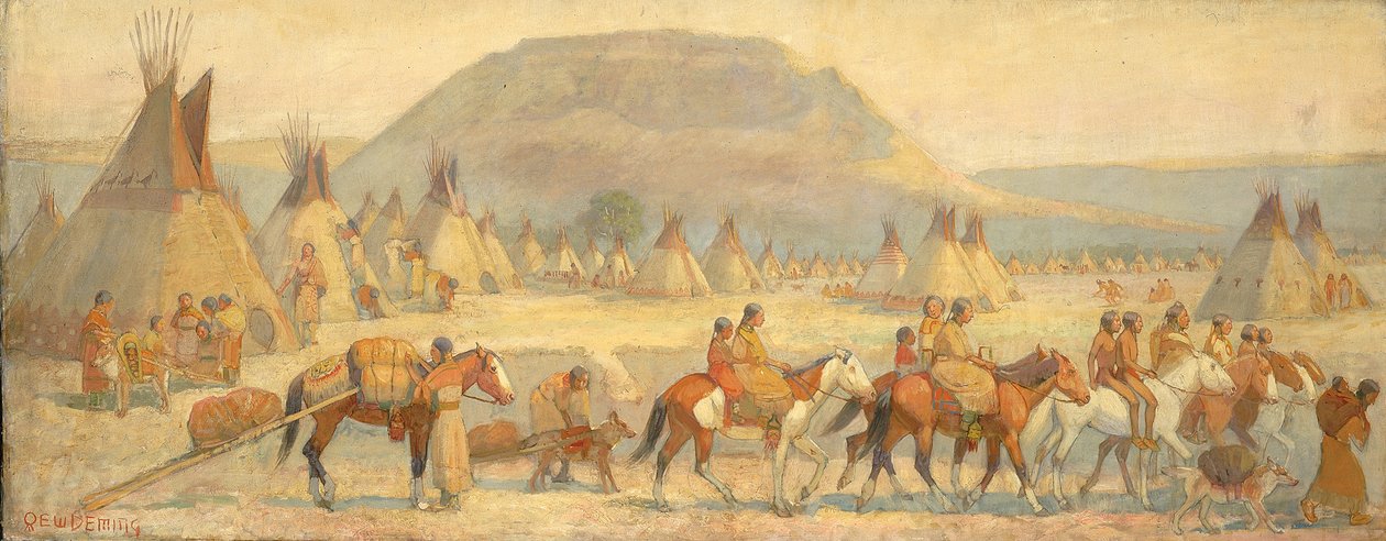 Blackfoot Camp Scéna, konec 19.-začátek 20. století. od Edwin Willard Deming