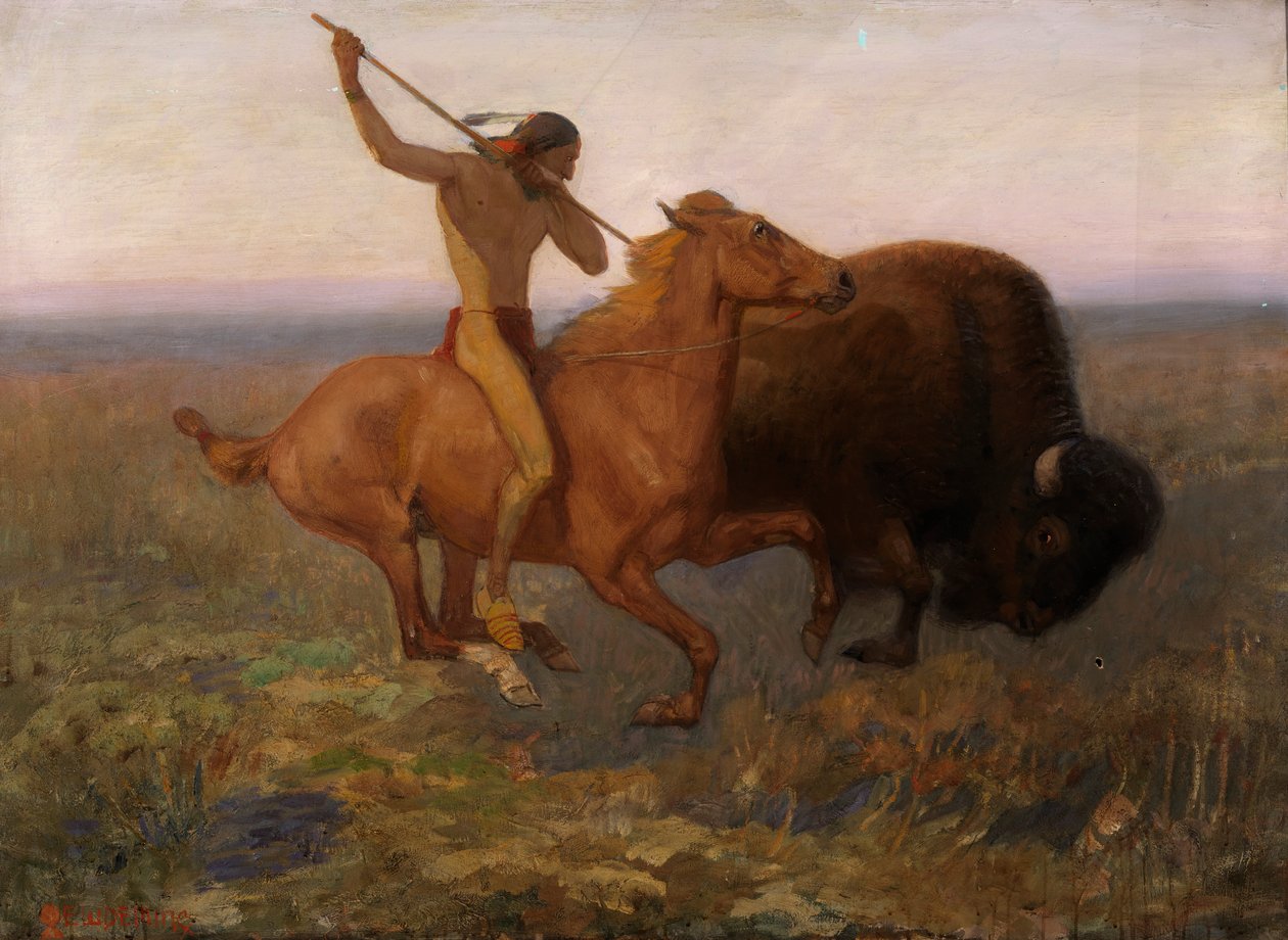 Indický lov buvolů, konec 19.-začátek 20. století. od Edwin Willard Deming