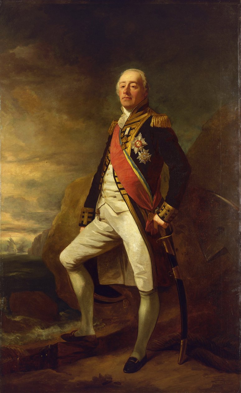 Portrét viceadmirála Jamese Saumareze (1757-1836), prvního barona ze Saumarezu, který se proslavil vítězstvím v bitvě u Algecirasu (v Gibraltarském zálivu) v roce 1801. od Edwin Williams