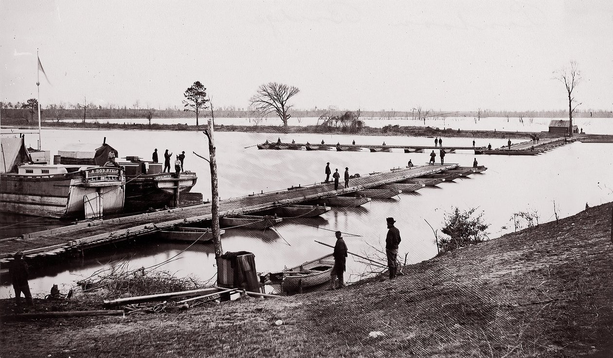 Pontonový most, 1861-65. od Egbert Guy Fowx