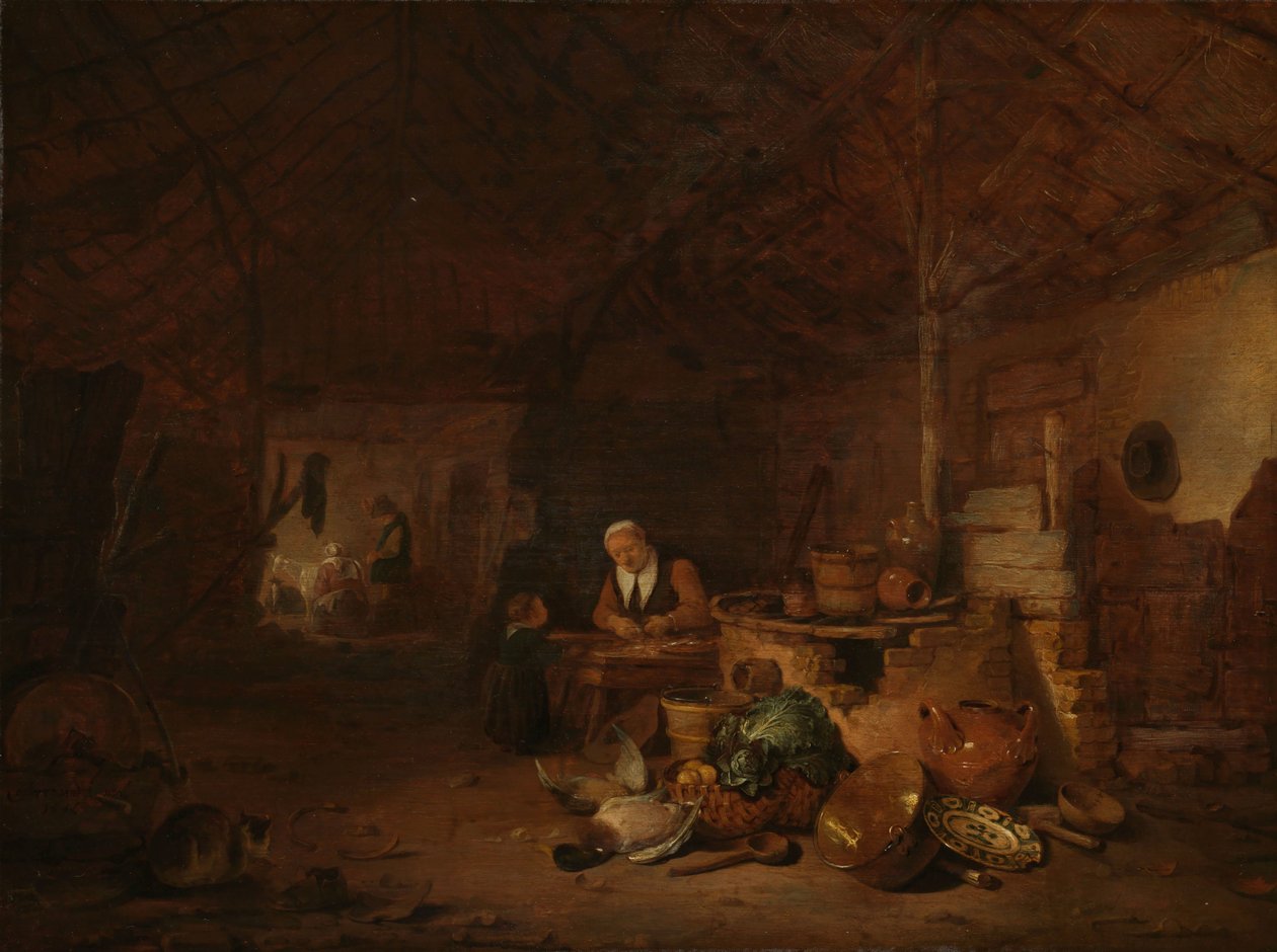 Interiér stodoly od Egbert Lievensz. van der Poel