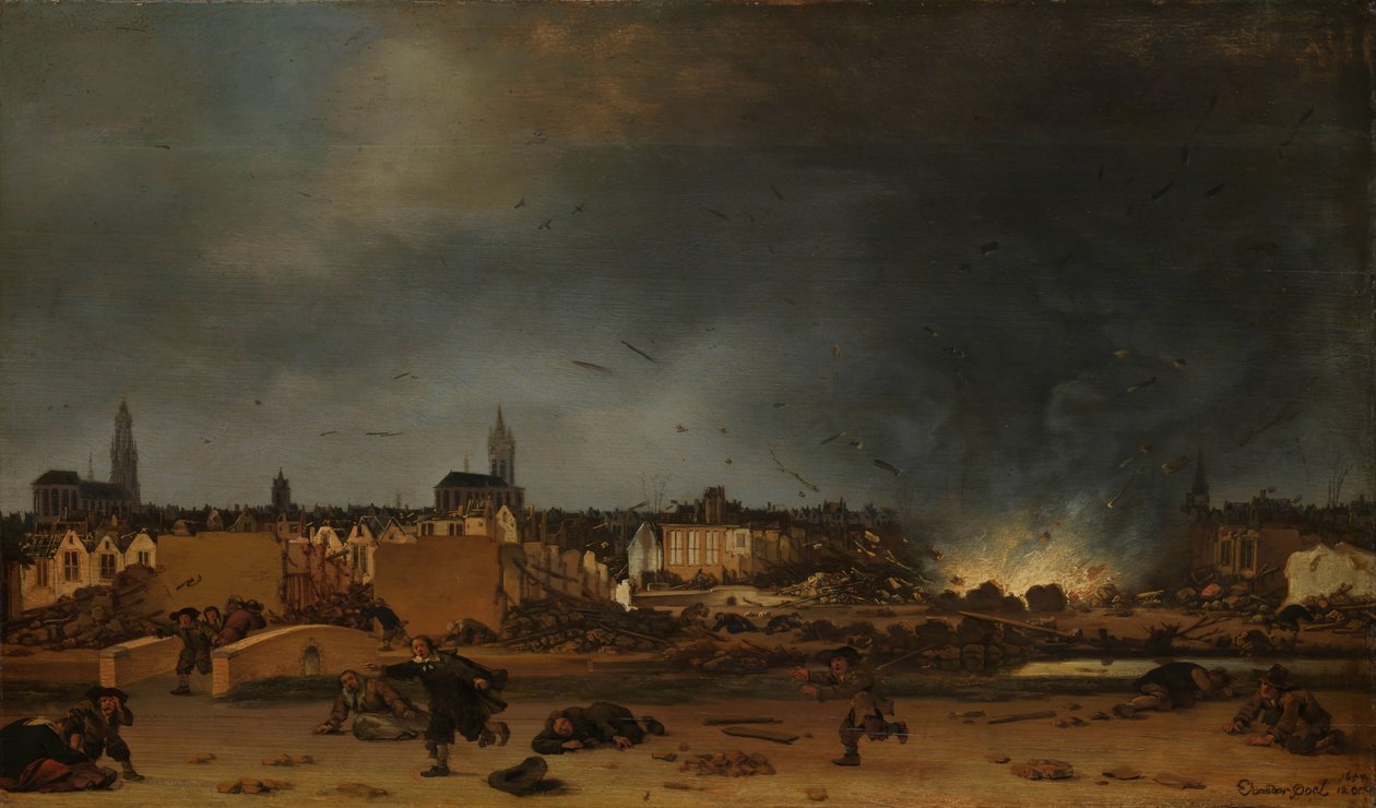 Výbuch prachárny v Delftu, 12. října 1654 od Egbert Lievensz. van der Poel