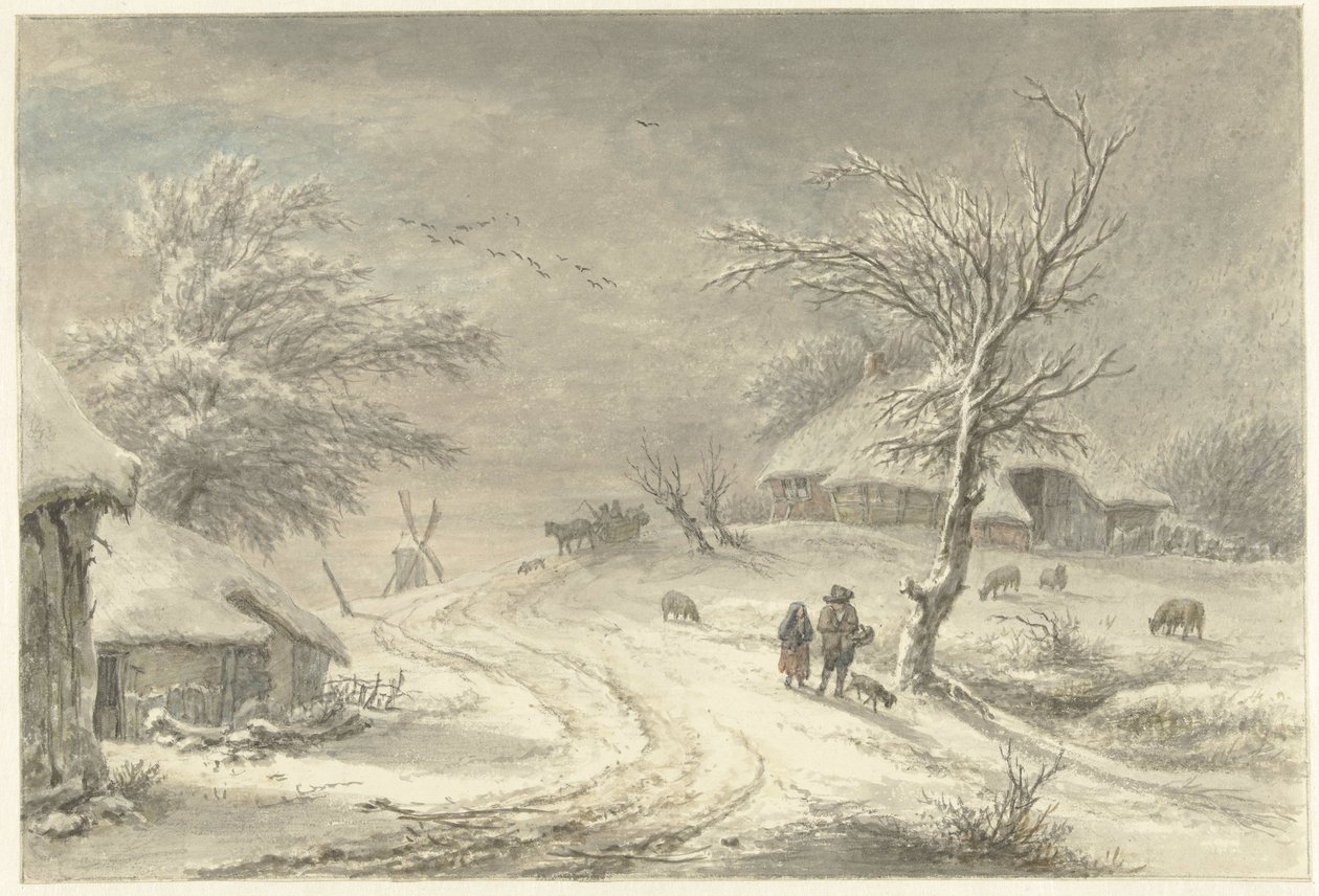 Zimní pohled v Exloo, Drenthe od Egbert van Drielst