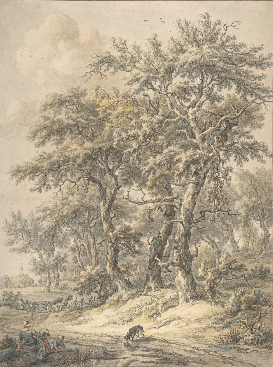 Žena a dítě sedící vedle silnice, 1760-1818. od Egbert van Drielst