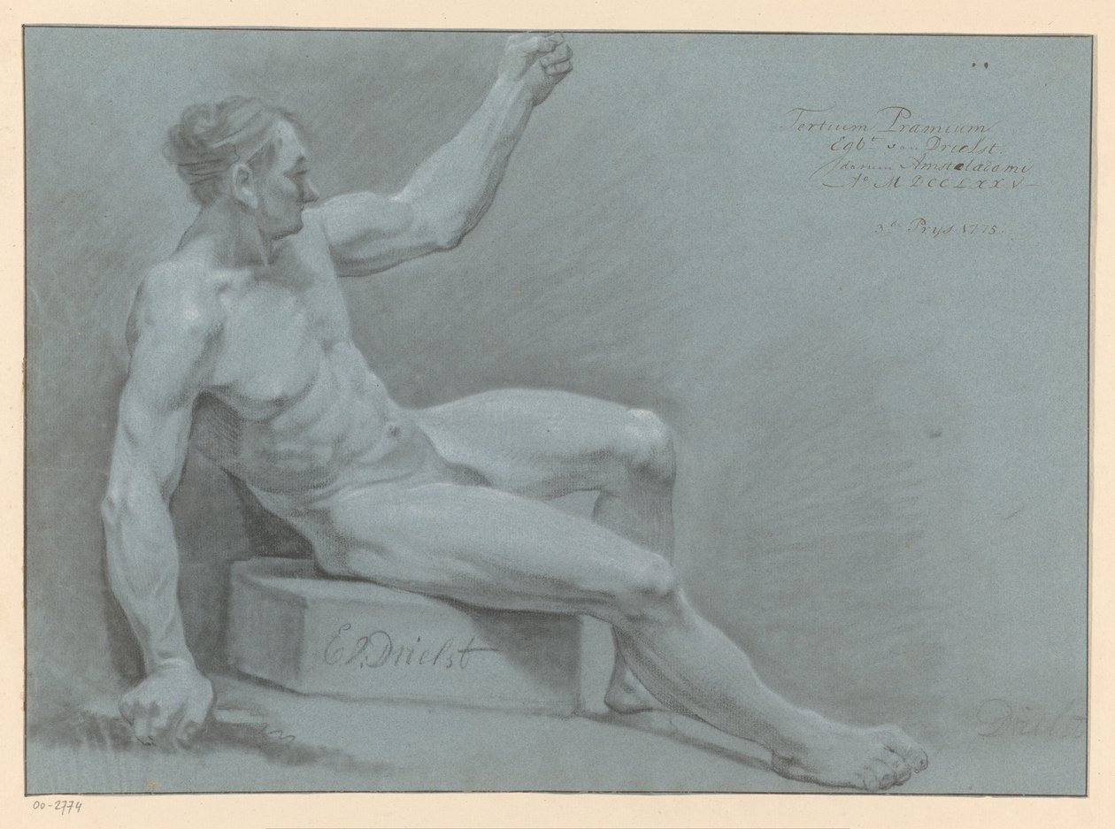 Sedící mužský akt, boční pohled (3. cena 1775) od Egbert van Drielst