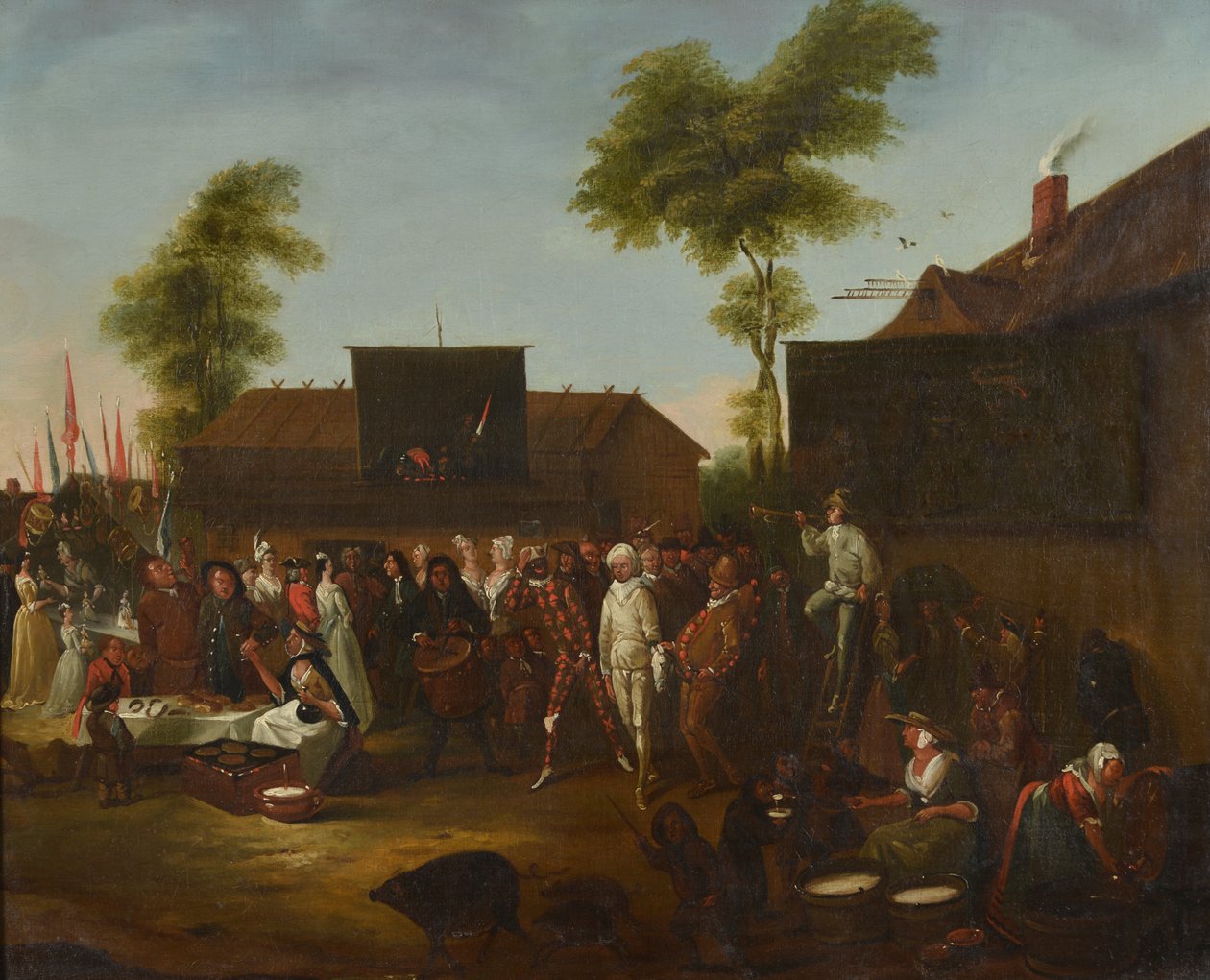 Vesnický karneval s postavami Commedia dellArte od Egbert van the Elder Heemskerck