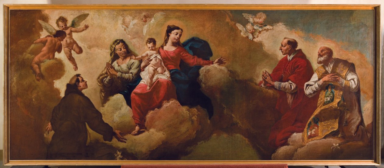 Madona s dítětem se svatou Annou zjevující se sv. Antonína a Karla Boromejského, 1748 od Egidio dall