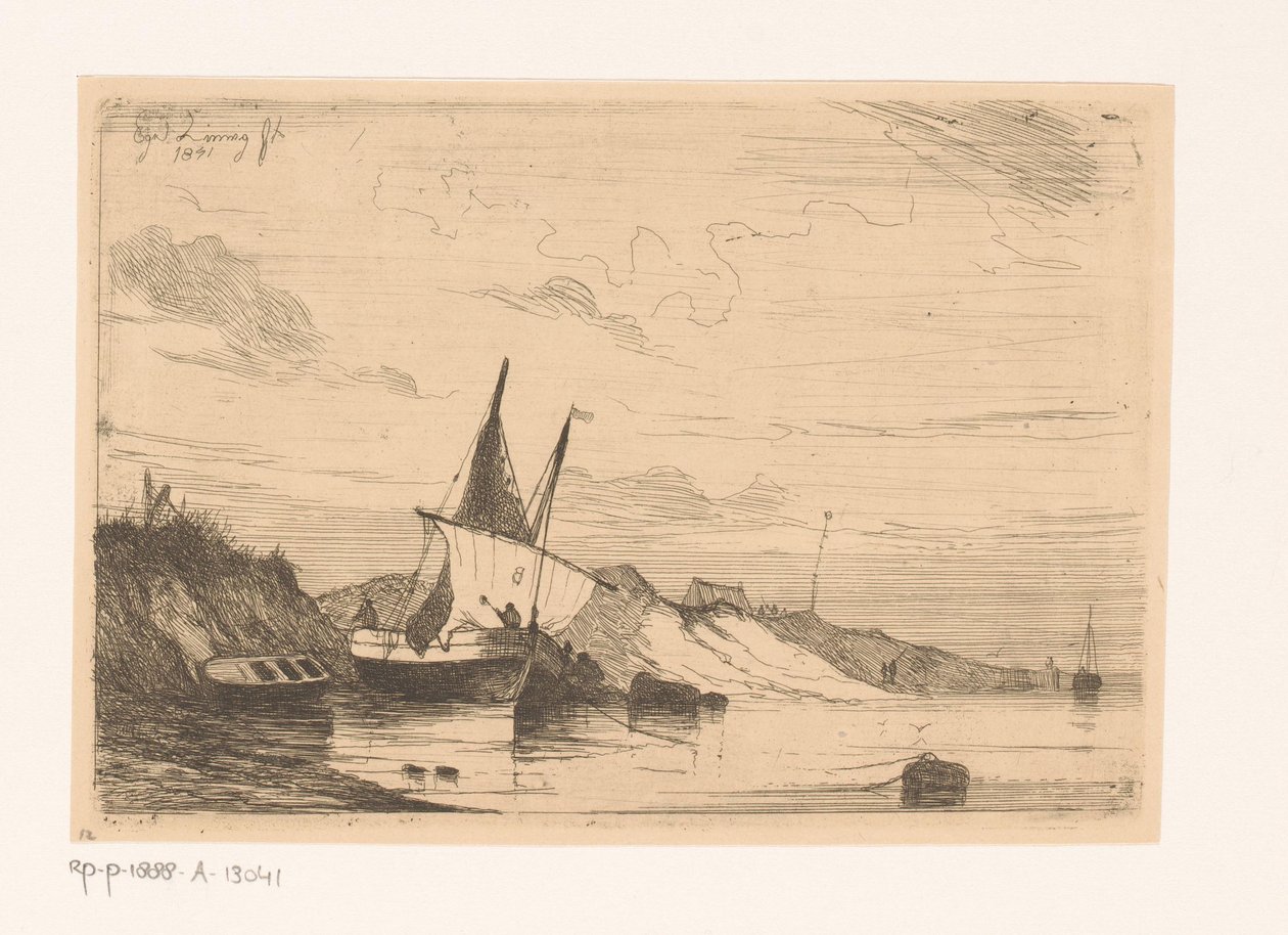 Rybářská loď na dunách Blankenberge od Egidius Linnig