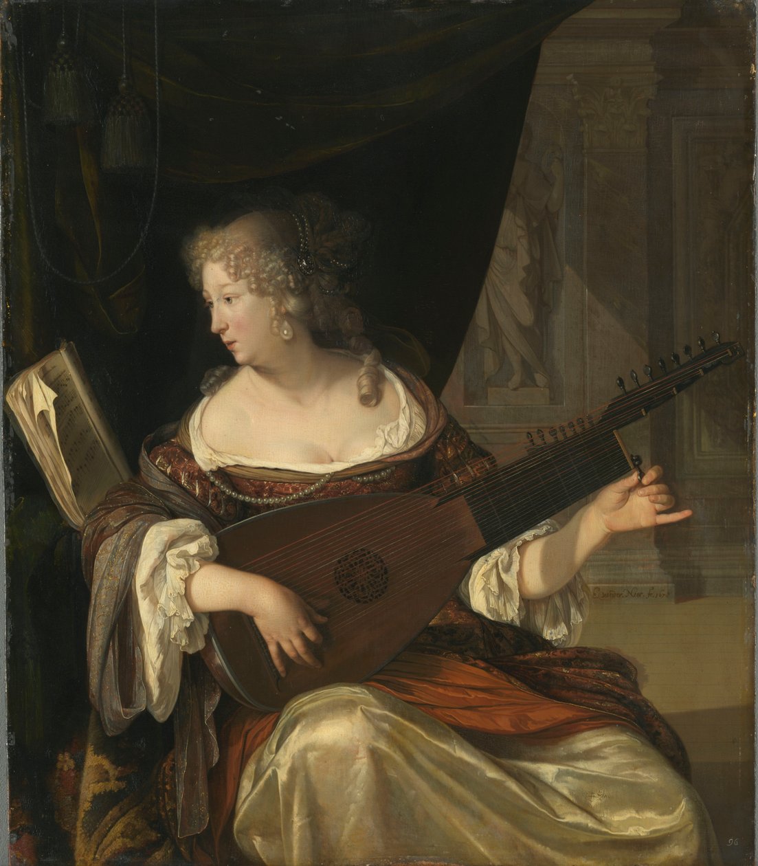 Žena udělení teorbo od Eglon van der Neer